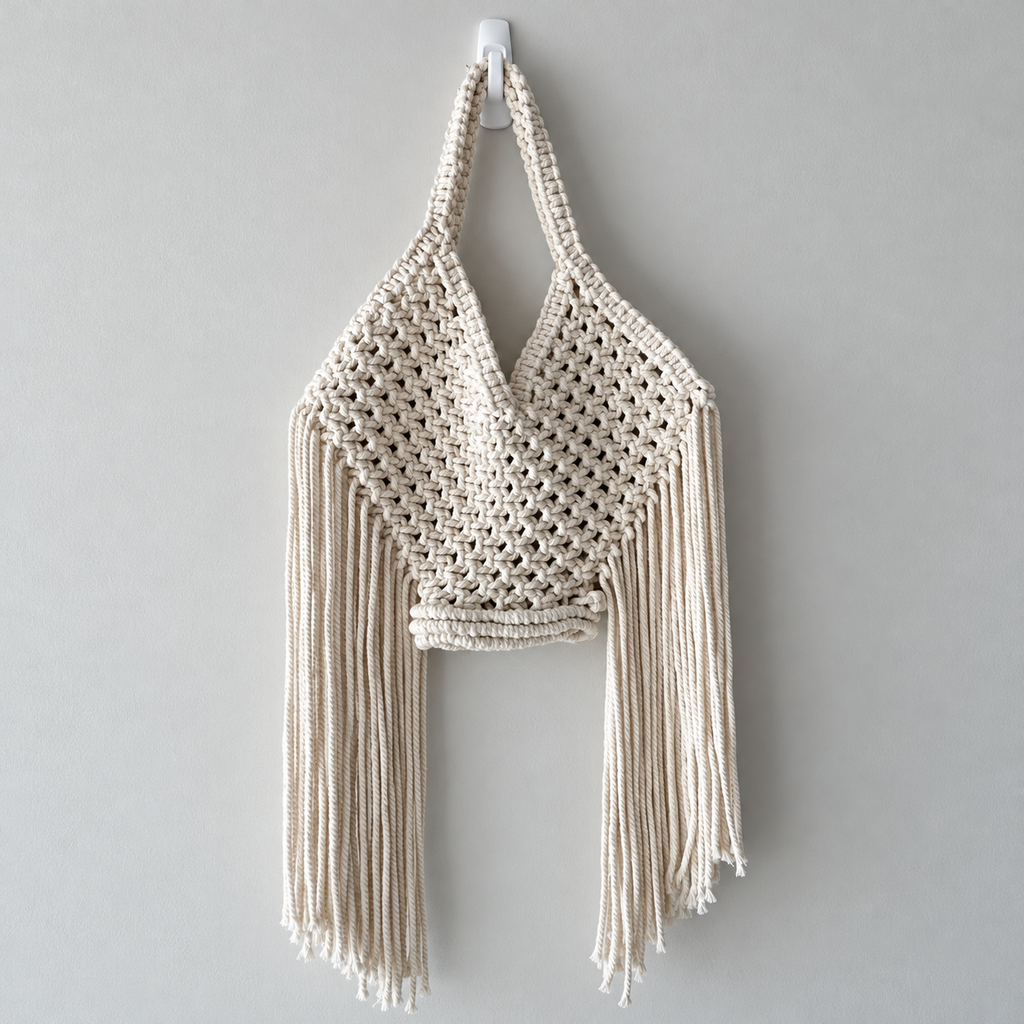 Mini Macramé Fringe Shoulder Handbag For Beach Bag Vacation