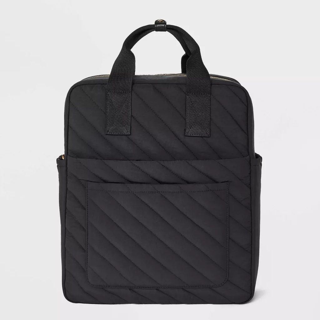 Square Quilted Backpack Fits 14 Inch Laptop For College Daily Use