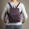 Vegan Leather Drawstring Flap Small City Backpack Purse